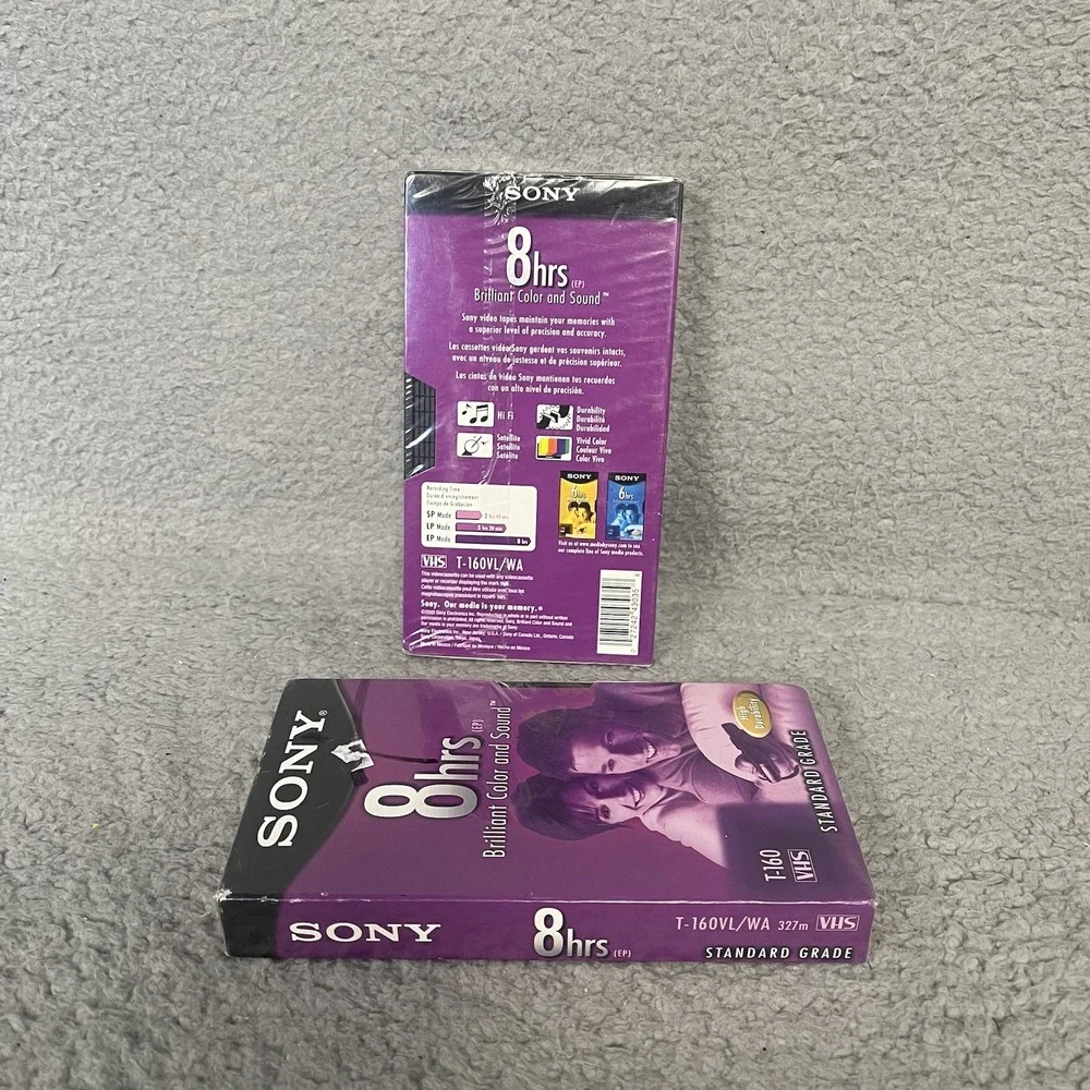 NIB Sony Blank Video Tapes T-160 VHS VL/WA 8 Hours Standard‎ Grade *Sealed